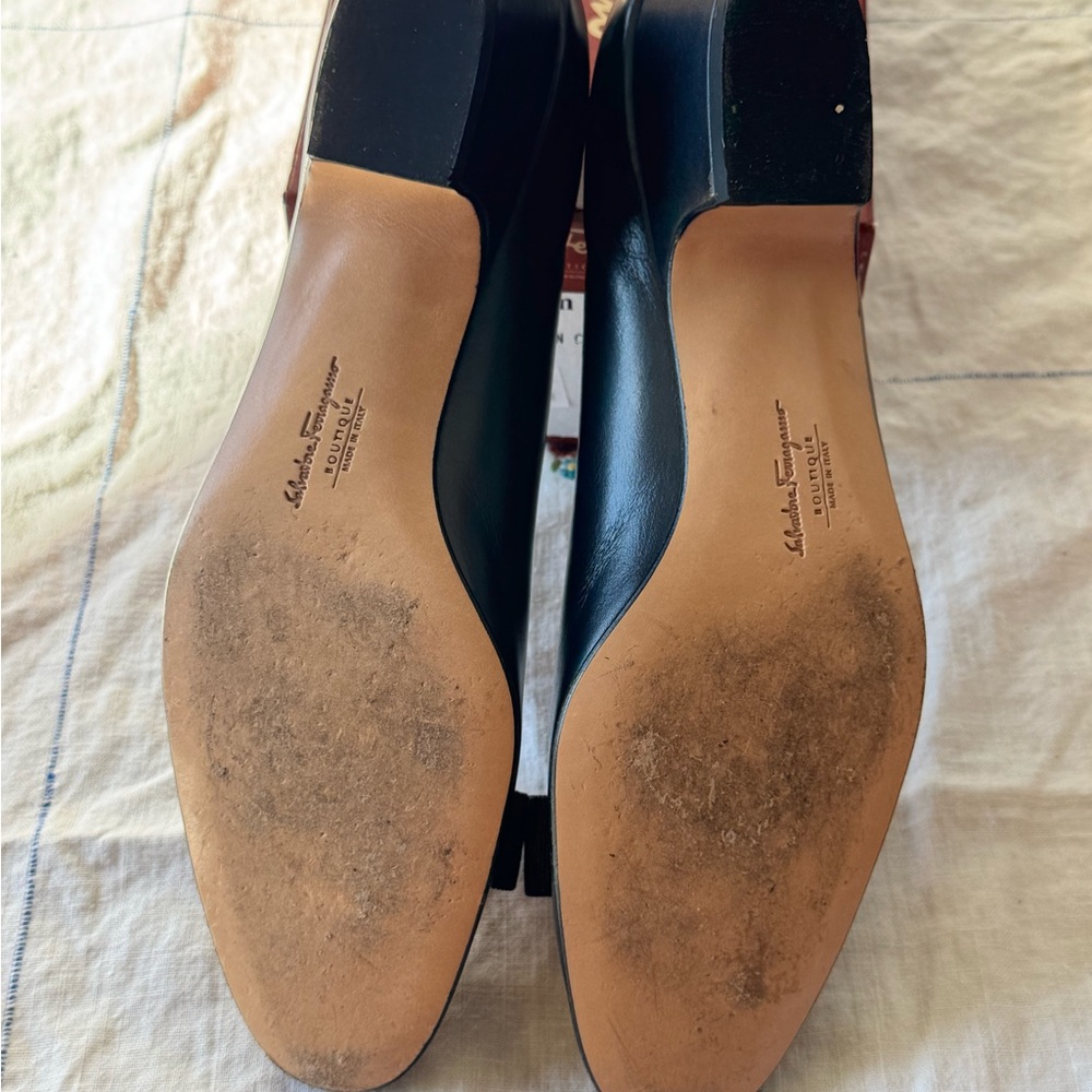 Salvatore Ferragamo Black Flats with Gold Buckle - Picture 3 of 4